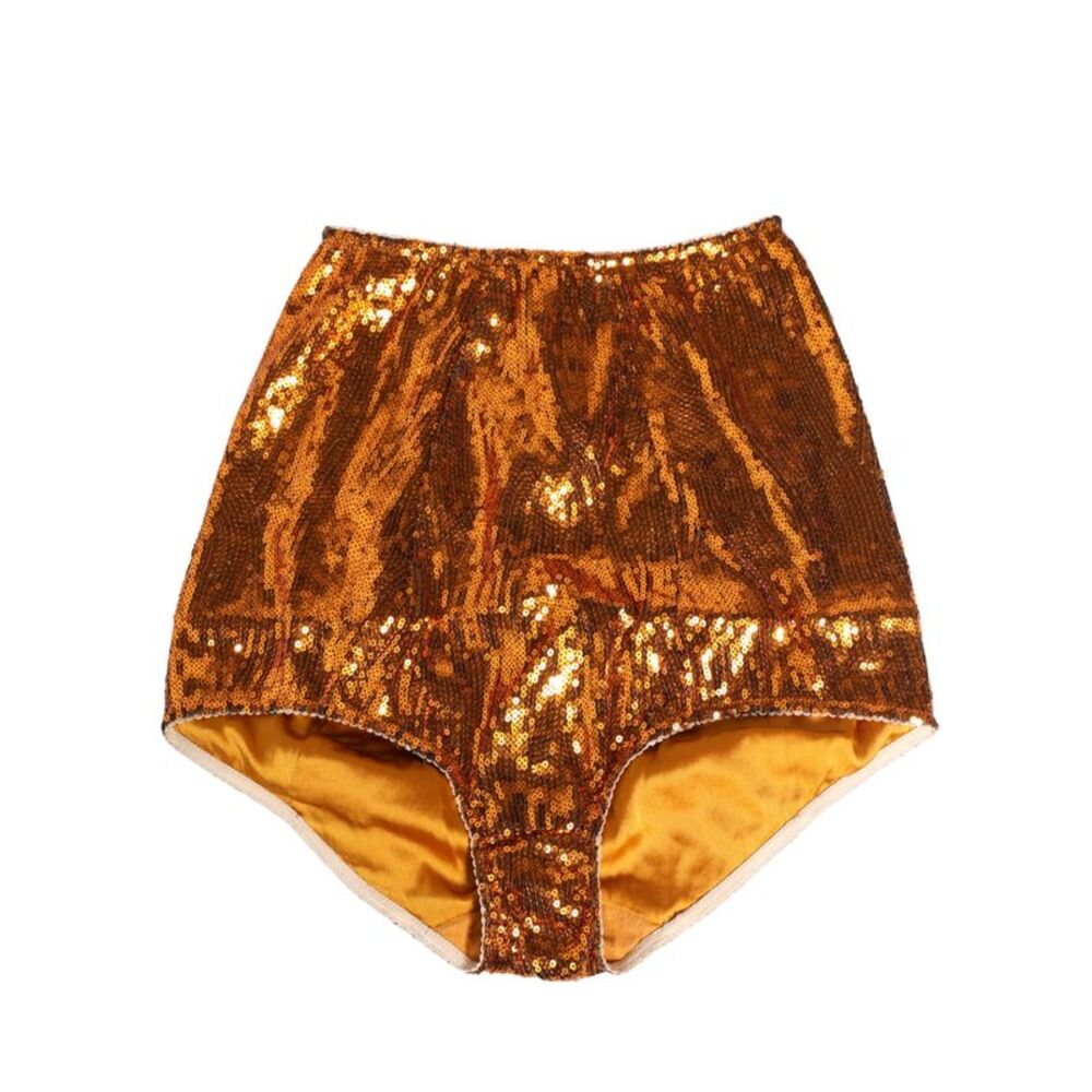 Dolce & Gabbana Orange Sequin Nylon High Waist Girdle Women's Underwear